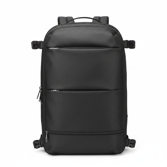 Sac à dos MoveLite APEX noir minimaliste avec sangles latérales et multiples compartiments zippés