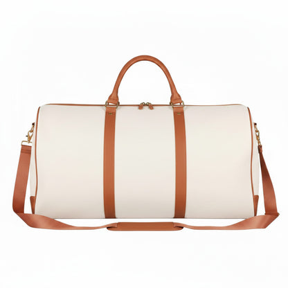 Sac de voyage MoveLite Blossom blanc et marron avec poignées et bandoulière en cuir synthétique