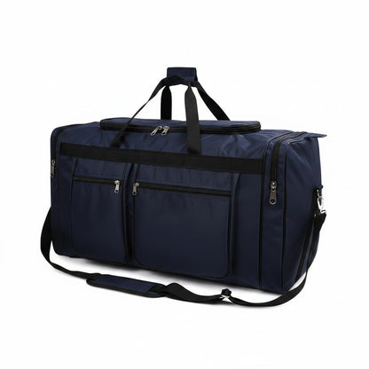 Sac de voyage bleu marine MoveLite avec multiples poches zippées, poignées robustes et bandoulière réglable