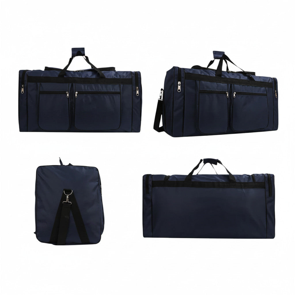Sac de voyage MoveLite bleu marine avec multiples poches zippées et bandoulière amovible pour le sport ou les voyages