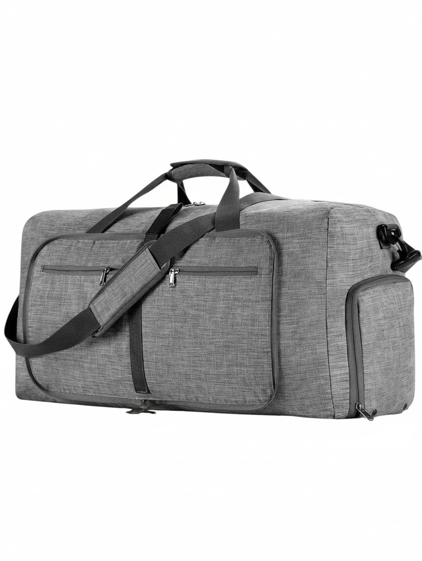 Sac de voyage gris MoveLite TITAN en tissu durable avec compartiments zippés et bandoulière réglable
