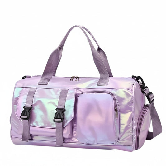 Sac de voyage MoveLite Infinity violet holographique avec poches avant et boucles de fermeture