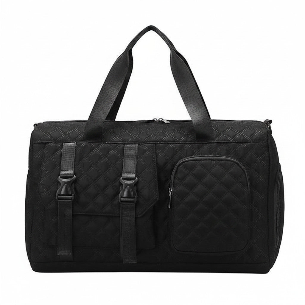 Sac de voyage MoveLite noir matelassé avec poches frontales et boucles de fermeture