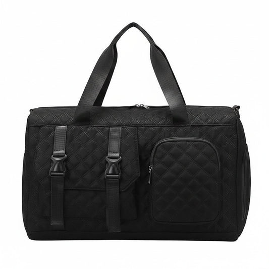Sac de voyage MoveLite noir matelassé avec poches frontales et boucles de fermeture