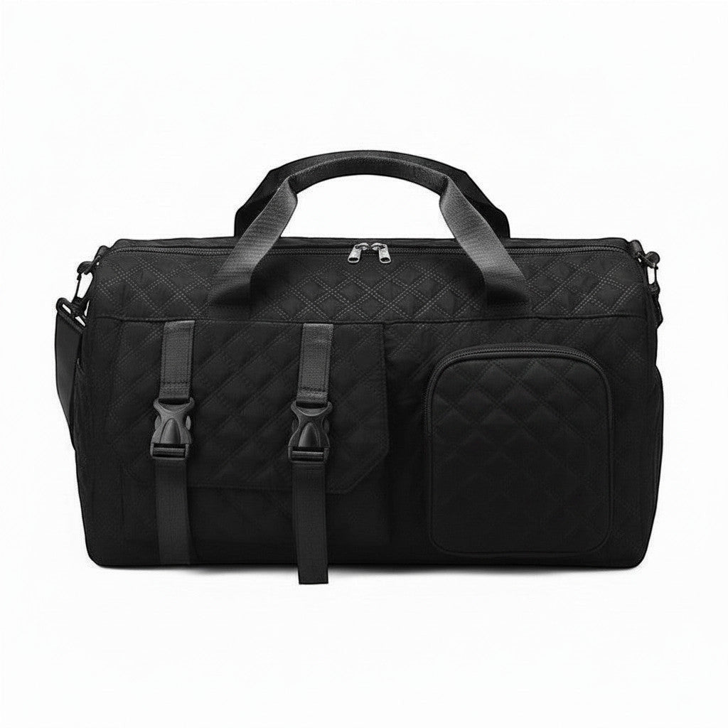 Sac de voyage MoveLite AMOURIA noir matelassé avec poches frontales et boucles de fermeture