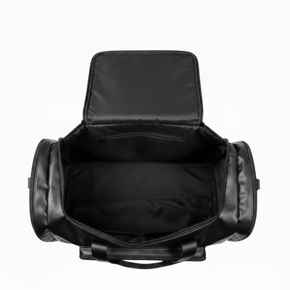Sac de voyage MoveLite SUMMIT noir en cuir synthétique avec intérieur spacieux vu du dessus