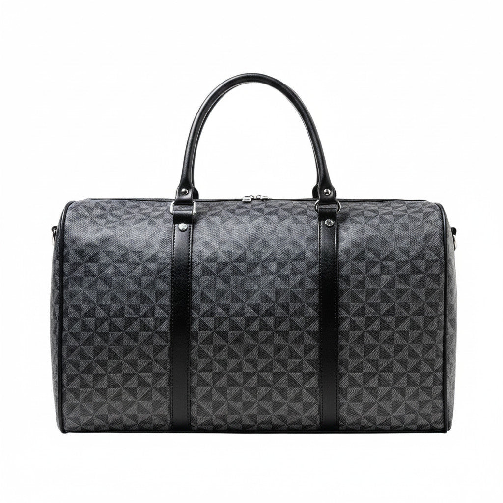 Sac de voyage MoveLite ORION en cuir PU gris avec motif géométrique et poignées noires
