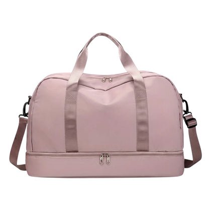 Sac de voyage MoveLite GRACE rose poudré avec compartiment inférieur zippé et bandoulière amovible