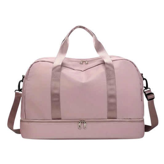 Sac de voyage MoveLite GRACE rose poudré avec compartiment inférieur zippé et bandoulière amovible