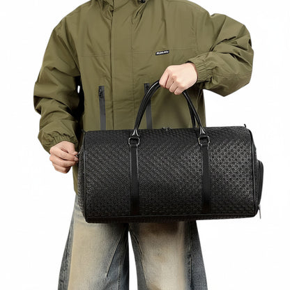 Sac de voyage MoveLite Tordian noir en cuir texturé avec poignées robustes pour homme