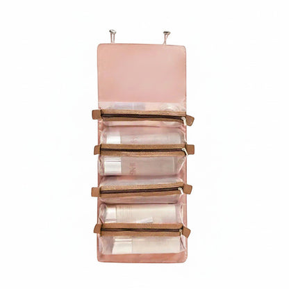 Trousse de toilette suspendue MoveLite FORGE rose avec compartiments transparents zippés pour organiser vos produits