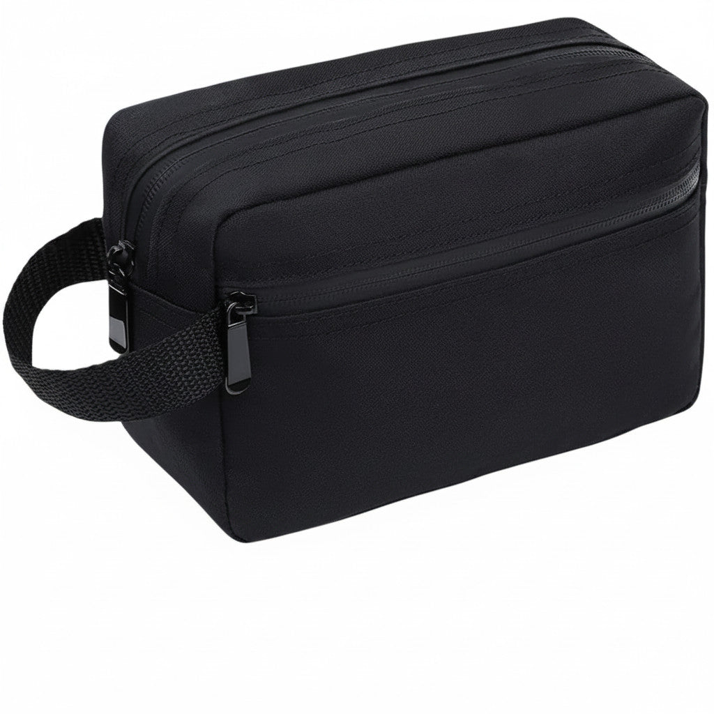 Trousse de voyage homme MoveLite noire en tissu résistant avec fermeture éclair et poignée latérale