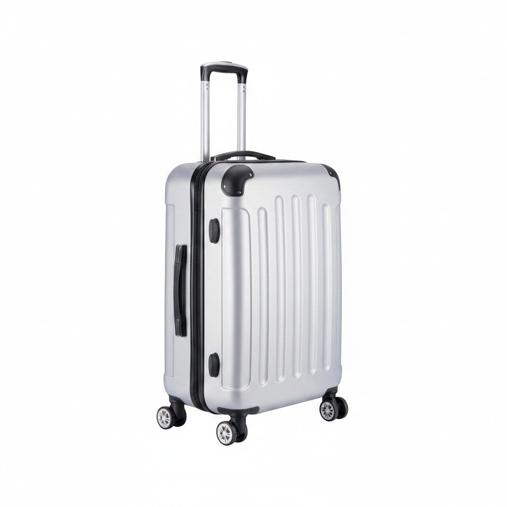 Valise de cabine MoveLite SILVERS argentée rigide avec quatre roues multidirectionnelles et poignée télescopique