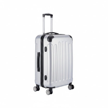 Valise de cabine MoveLite SILVERS argentée rigide avec quatre roues multidirectionnelles et poignée télescopique