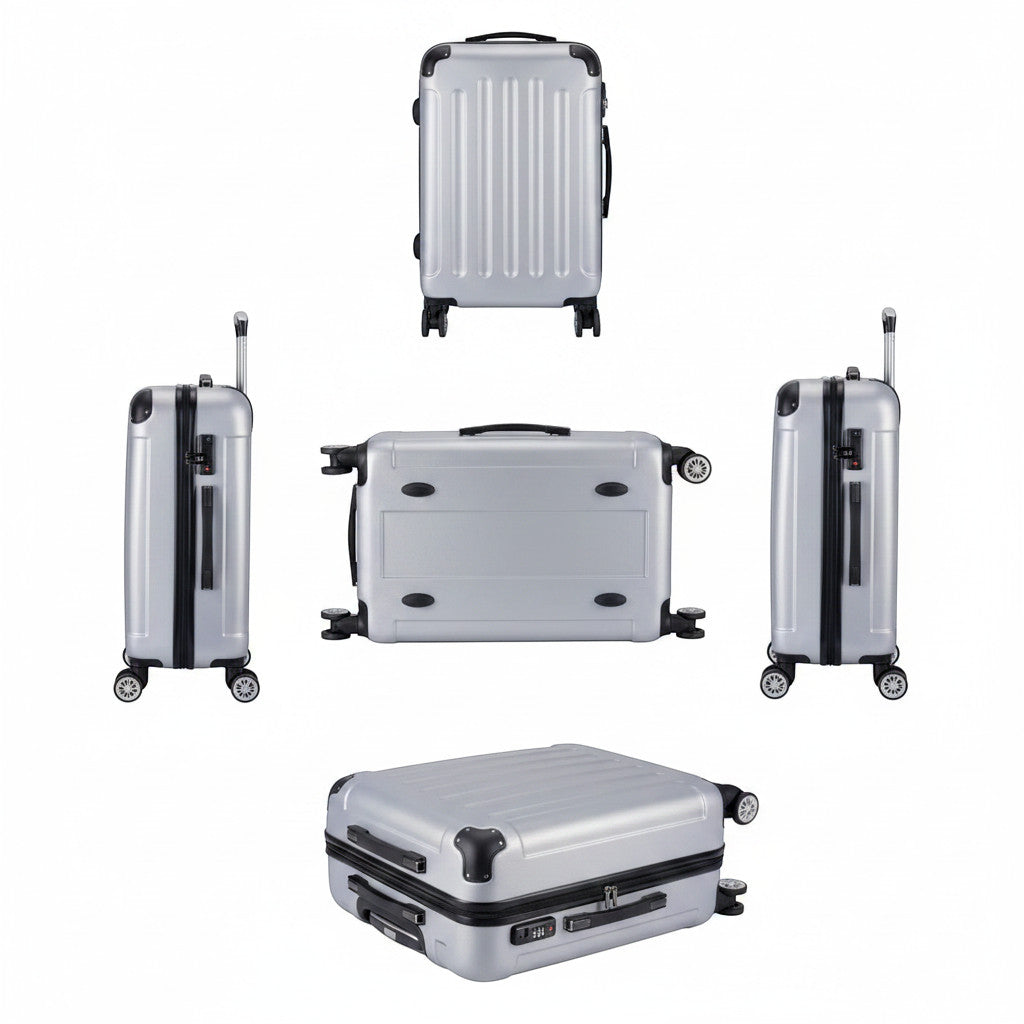 Valise de cabine MoveLite SILVERS argentée rigide avec quatre roues multidirectionnelles et serrure à combinaison