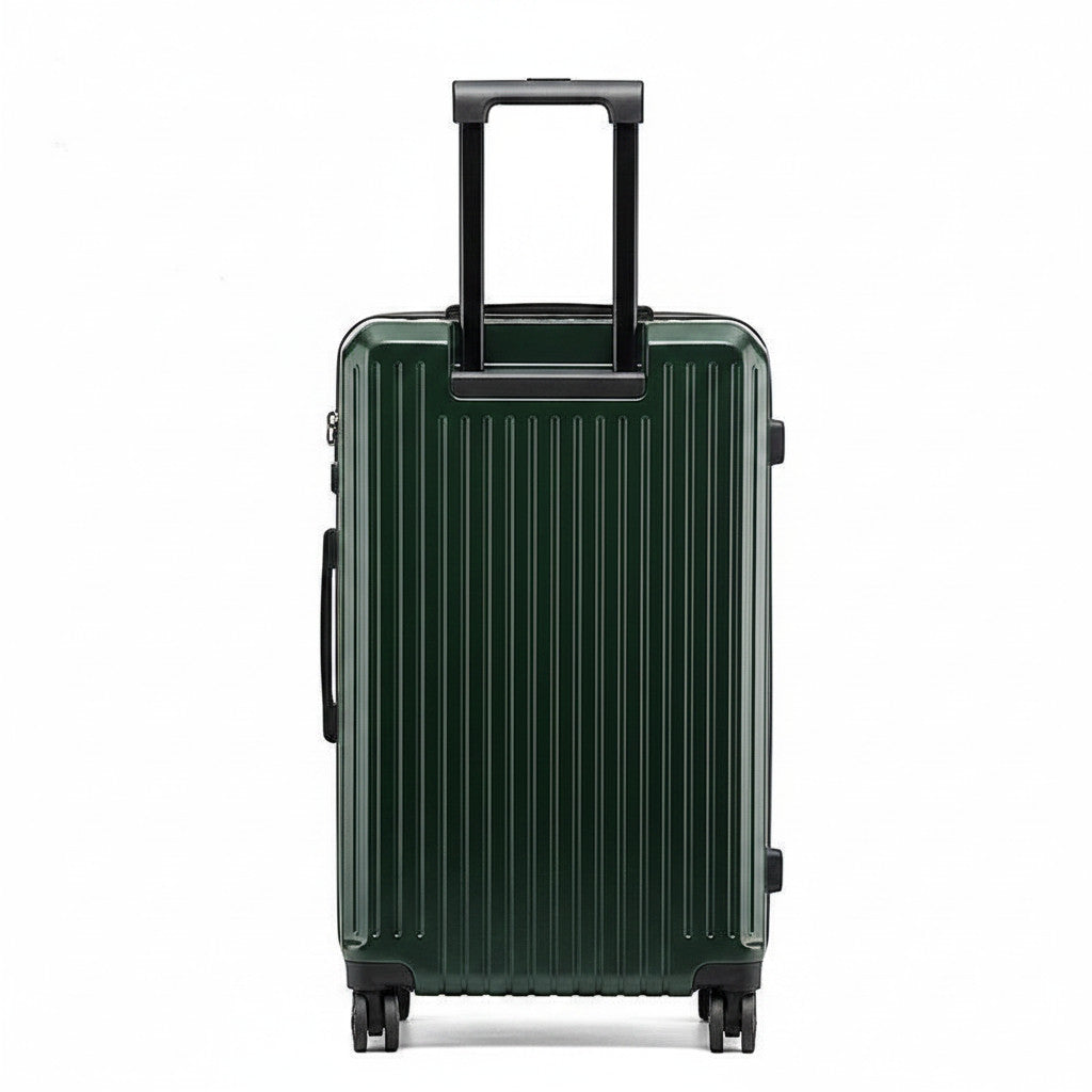 Valise de cabine MoveLite vert forêt avec coque rigide rainurée, poignée télescopique et quatre roues multidirectionnelles