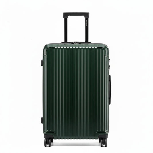 Valise de cabine MoveLite vert sapin avec coque rigide rainurée, poignée télescopique et quatre roues multidirectionnelles